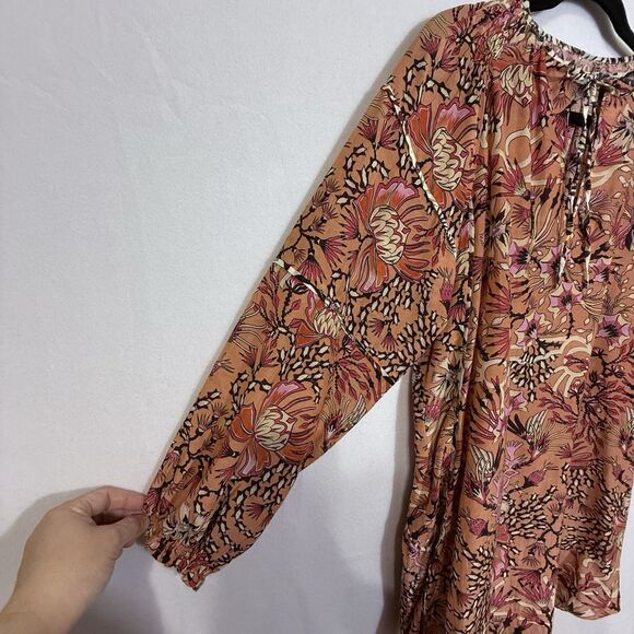 Maria Cher  Humahuaca Karly Lace-Up Orange Floral Boho Minidress Size XS Pockets - Picture 7 of 12